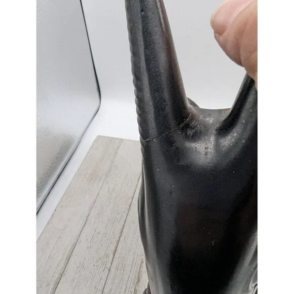 Vintage Shawnee Pottery Antelope Black Planter Vase Mother Baby #840 Damaged - Picture 7 of 10